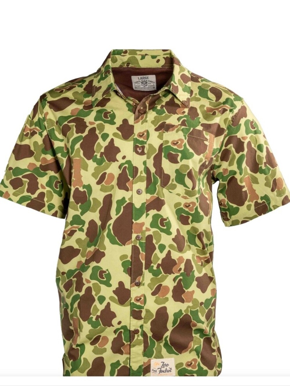 Zero Foxtrot | Camouflage Short-Sleeve Button-Up Shirt - Green/Brown